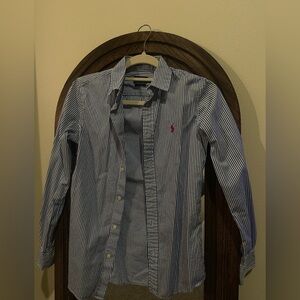 Polo Ralph Lauren Blue and White Striped Long Sleeve Shirt